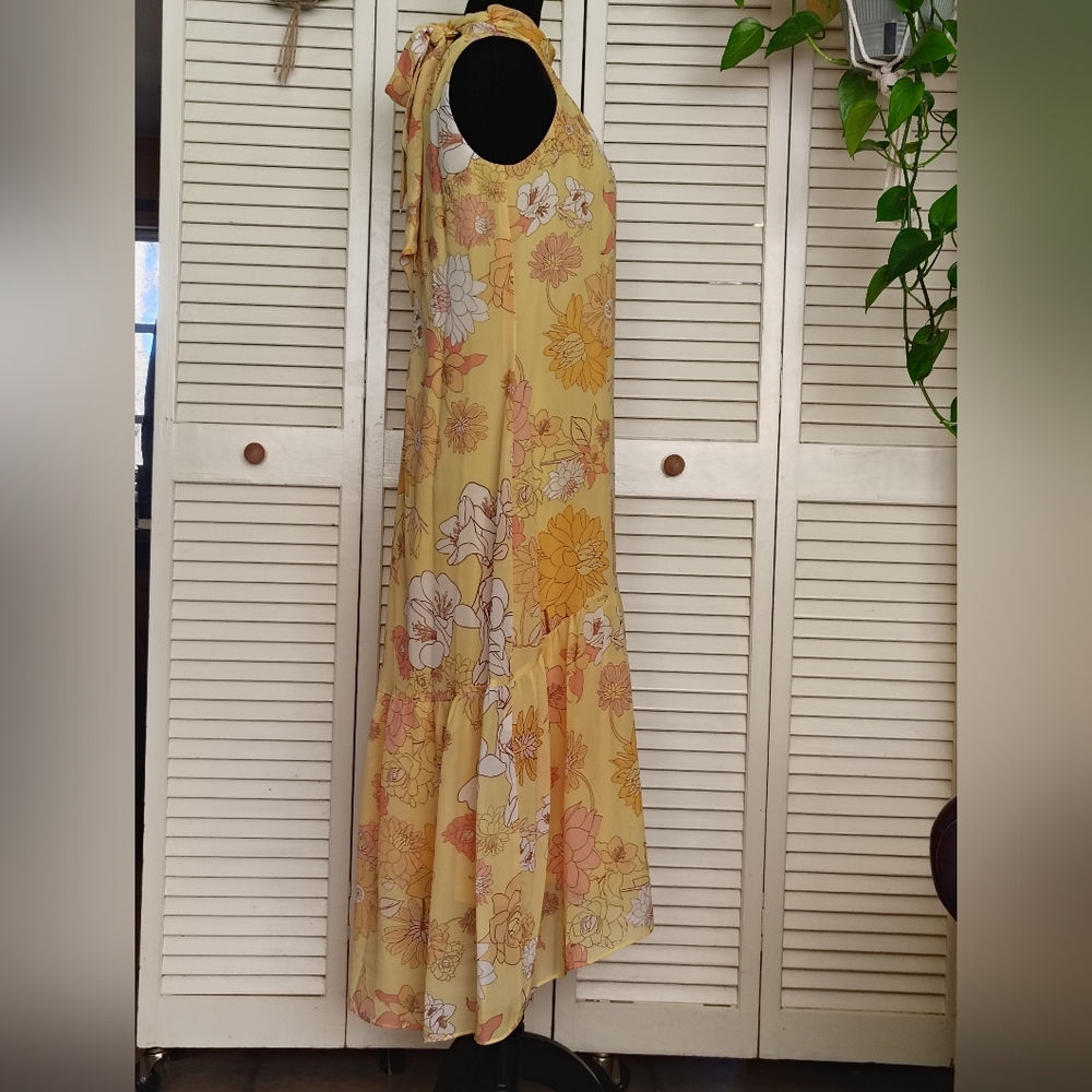 Eliza J Sunny Yellow Floral Halter Maxi Dress Size 2 – Like New - Picture 2 of 12